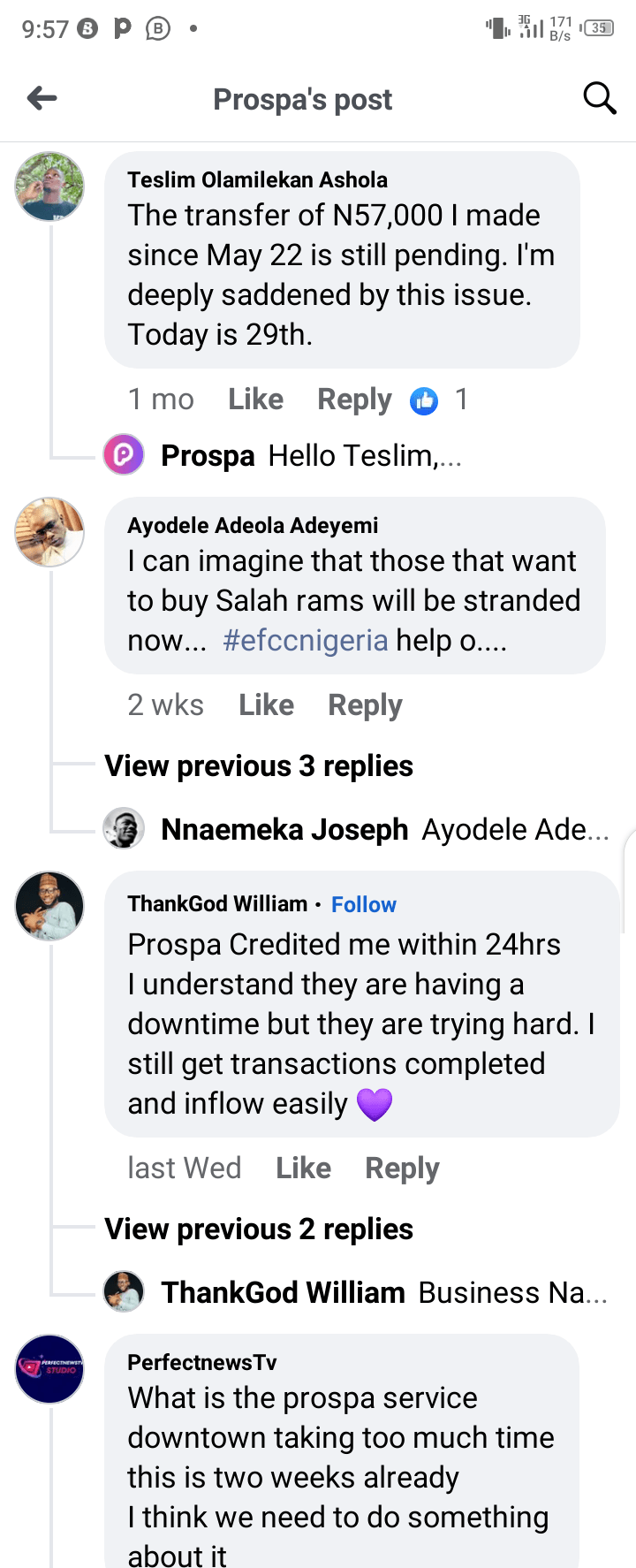 Prospa Banking scam comments from customers 